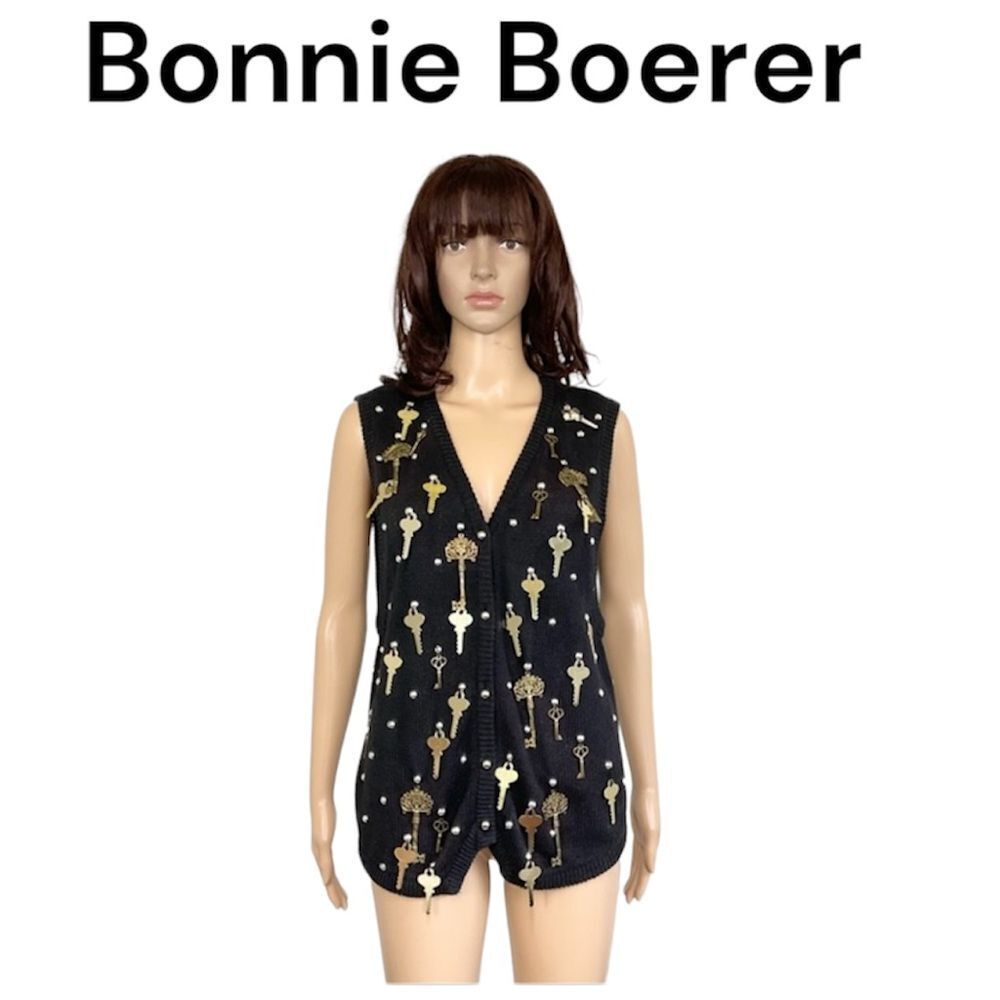 Bonnie Boereri Hold My Keys Vintage 1988 Black & Keys Novelty Sweater Vest S